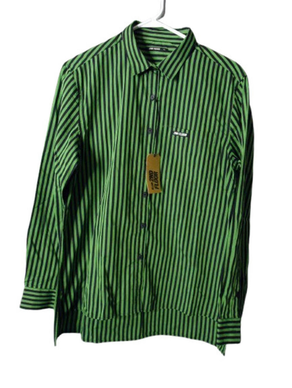 Ellus 2nd Floor Long Sleeve Button Down Shirt Mens Size Medium Vertical stripe